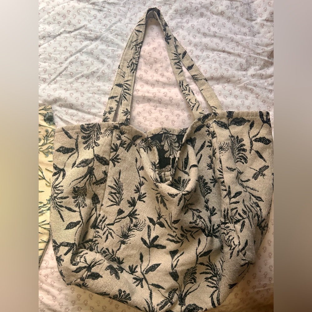 Floral Canvas Reusable Tote Bag Set - Picture 4 of 5